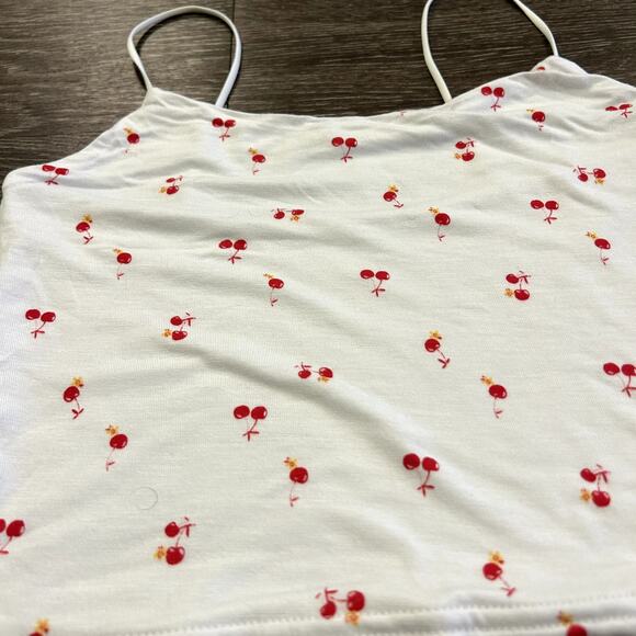 🍒 NWOT Pacsun Basics White Cherry Print Crop Cami Tank Top Size Small Y2K Cute - Picture 3 of 12